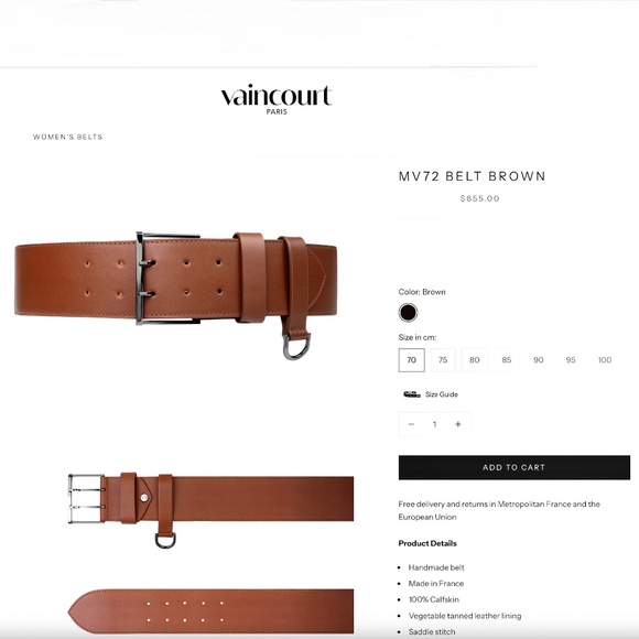 Vaincourt Paris Womens Brown MV72 Wide Waist Belt sz 76 / 30\